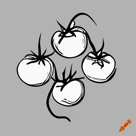 Black and white minimalist drawing of three tomatoes on Craiyon