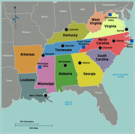 Southern States In Usa Map