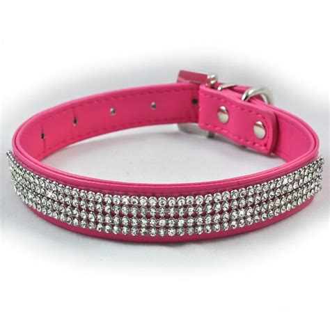 New Dog Collar Rhinestone Leather Bling | eBay