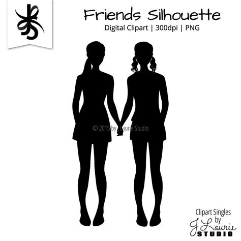 Digital Clipart-clipart Singles-friends Silhouette-girlfriends-best ...