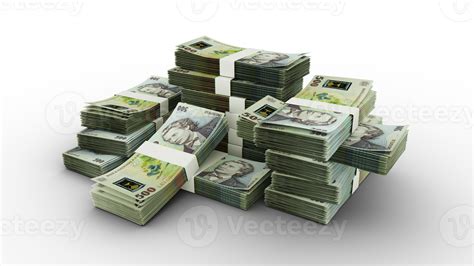 Free Stack of Romanian Leu notes. 3D rendering of bundles of banknotes ...