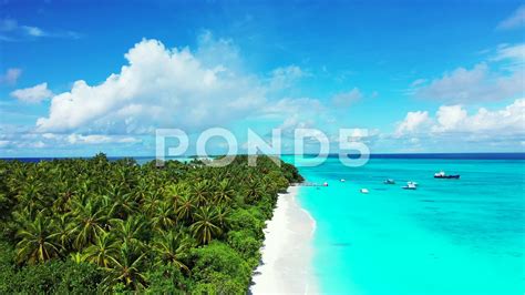 Bird's eye view on the shore of tropical island surrounded by ocean clear Stock Footage #AD ,# ...