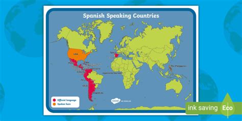 Map Of The World With Spanish Speaking Countries - Gisele Ermentrude