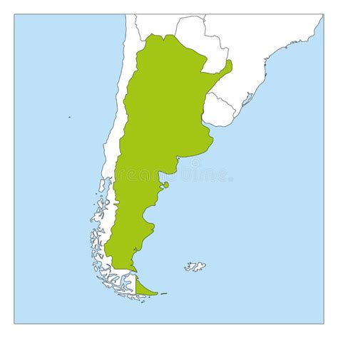 Map of Argentina Green Highlighted with Neighbor Countries Stock Vector ...