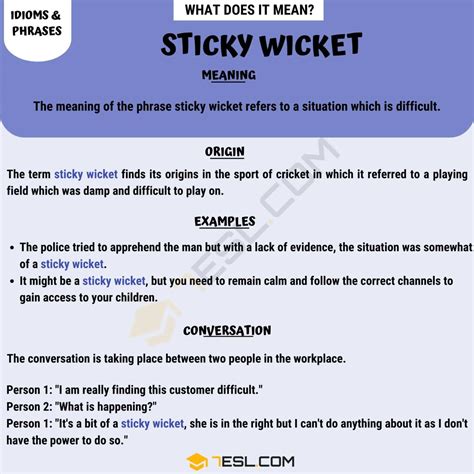 "Sticky Wicket" Meaning, Origin and Examples • 7ESL