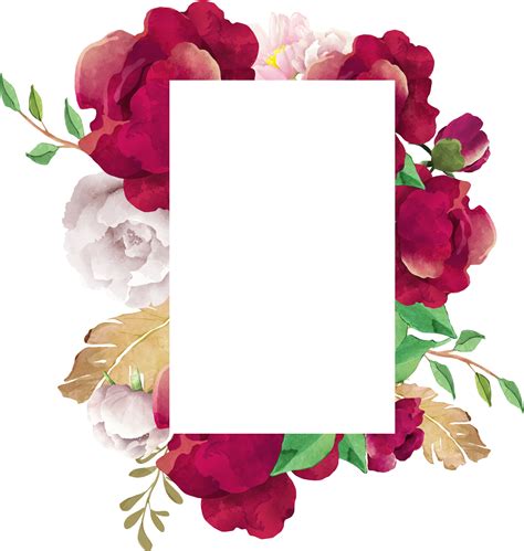 Beautiful Rectangle Flower Frame 13835194 PNG