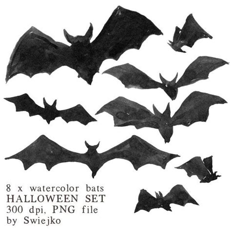 Halloween clipart set, Bats illustration, watercolor | Halloween illustration, Halloween clipart ...