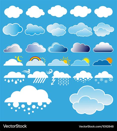 Clouds and weather symbols Royalty Free Vector Image