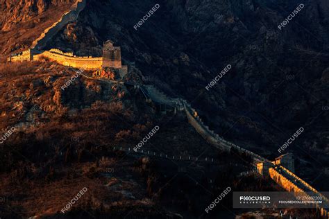 Aerial view of Great wall of China, Shanhaiguan, Qinhuangdao, Hebei ...