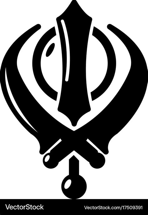 Khanda symbol sikhism religion icon simple style Vector Image