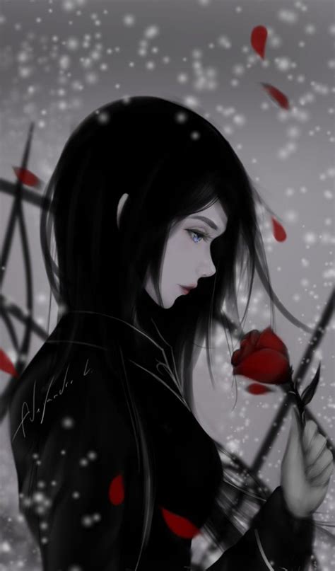 Anime Girl With Rose Wallpapers - Wallpaper Cave