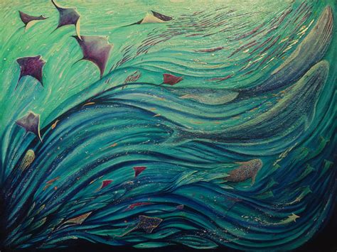 Sea life wave - Original painting - Deep Impressions Underwater Art