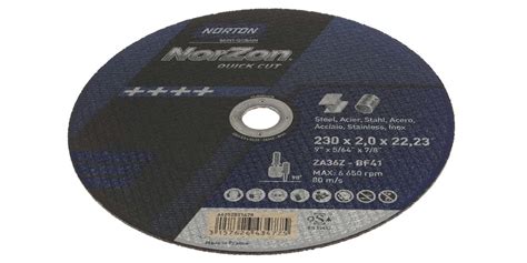 Norton Cutting Disc Zirconium Cutting Disc, 230mm x 2mm Thick, P36 Grit ...