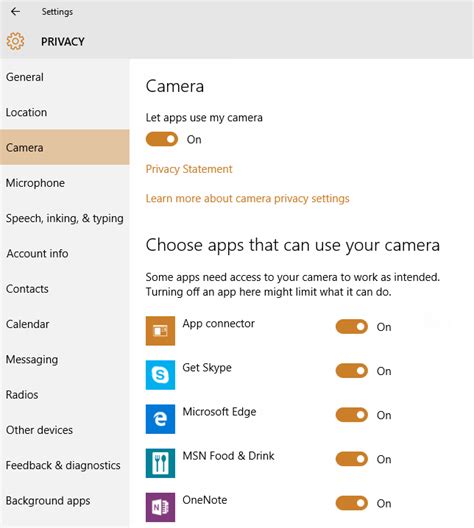 Privacy Settings in Windows 10