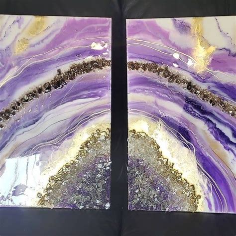 Two Piece Purple Geode / Resin Art / Resin Painting/ Geode / - Etsy ...