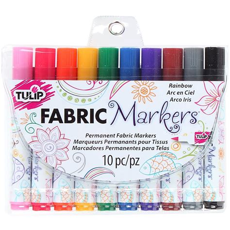 Tulip Permanent Fabric Brush Tip Markers, Rainbow, Set of 10 - Walmart.com - Walmart.com