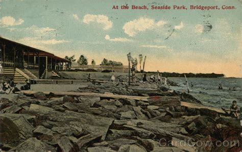 View of the Beach, Seaside Park Bridgeport, CT Postcard