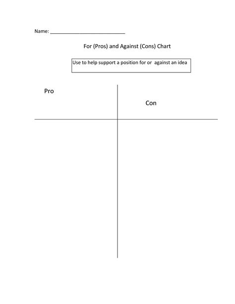 Pros And Cons Table Template