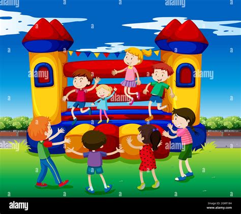 Kids bouncing on the playhouse Stock Vector Image & Art - Alamy