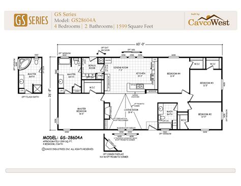 Mobile Home Floor Plan | Cavco| Model GS-GS28604A