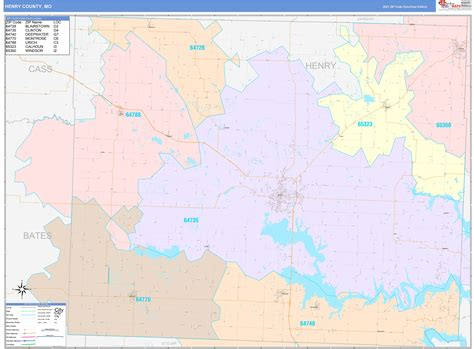 Henry County, MO Wall Map Color Cast Style by MarketMAPS