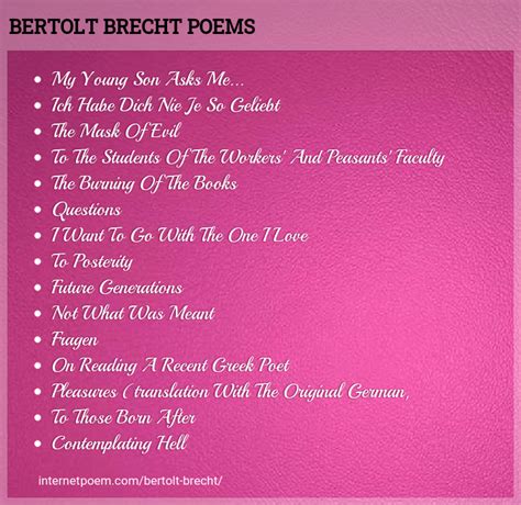 Bertolt Brecht Poems