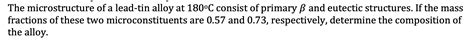 Solved The microstructure of a lead-tin alloy at 180°C | Chegg.com