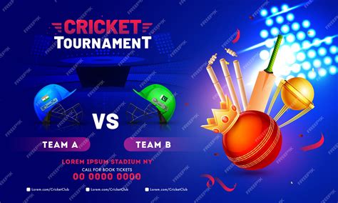 Premium Vector | Cricket Tournament banner design with cricket equipment