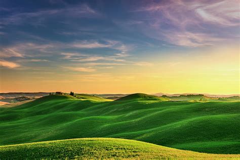 Tuscany, sunset rural landscape. Rolling hills, countryside farm Photograph by Stefano Orazzini ...