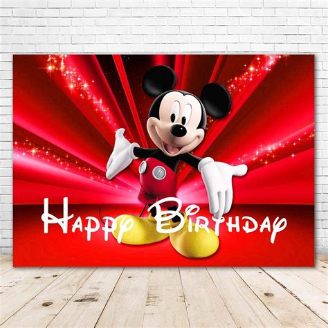 Buy Happy Birthday Mickey Mouse Theme Backdrop 7x5 Vintage Black and Red Mickey Mouse Background ...