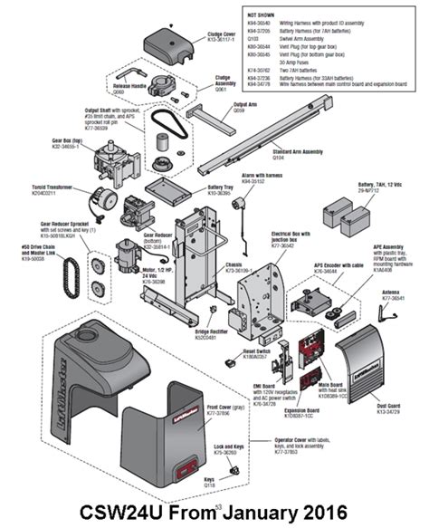 Liftmaster CSW24U Swing Gate Operator Parts breakdown