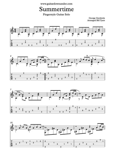 Guitar Chords For Summertime