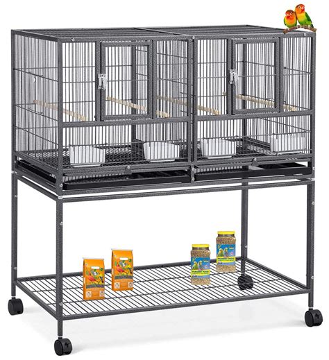 Buy 42" Stackable Center Divided Breeder Breeding Bird Flight Double Rolling Cage for Aviaries ...