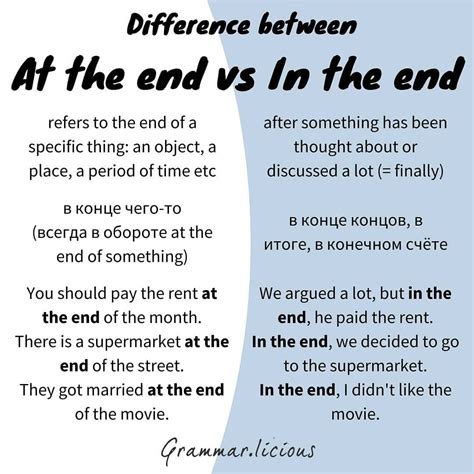 Разница между AT THE END и IN THE END. Difference between AT THE END and IN THE END. eng… | Como ...