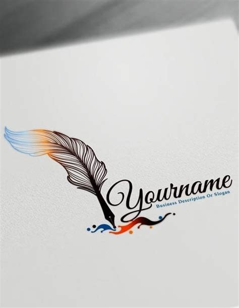 Quill Fountain Pen Logo Design – Free Writer Feather Pen Logo Maker