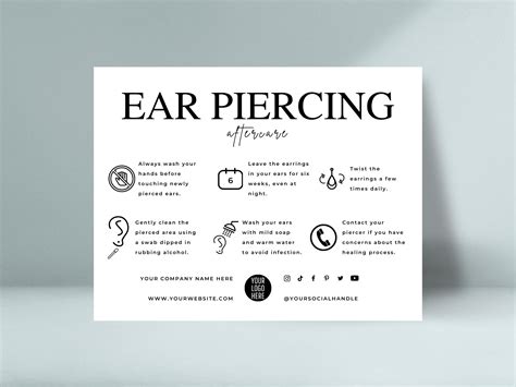 Editable Ear Piercing Aftercare Template Piercing Guide - Etsy