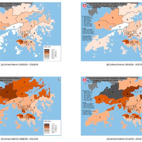 Map of 18 administrative districts in Hong Kong showing the adjusted ...