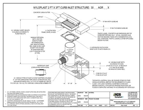 Documents - Drain Basin with 2' x 3' Curb Inlet Quick Spec Installation Nyloplast Detail