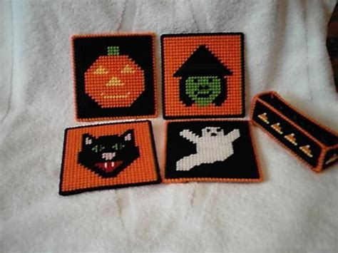 Pattern Plastic Canvas Halloween Coaster Set PDF - Etsy | Canvas patterns, Plastic canvas ...