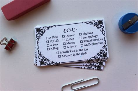 IOU Funny Business Cards Boxed Set of 50 Your Choice Color - Etsy