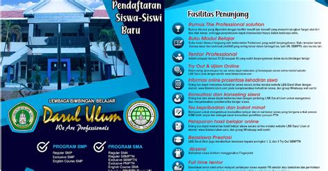 BROSUR LBB DARUL ULUM TAHUN PELAJARAN 2020-2021 ~ LBB DARUL ULUM JOMBANG