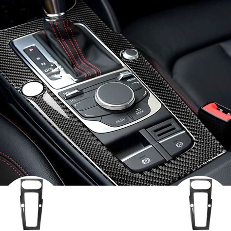 Interior Accessories Carbon Fiber Control Gear Shift Panel Decorative Cover Trim For Audi A3 ...