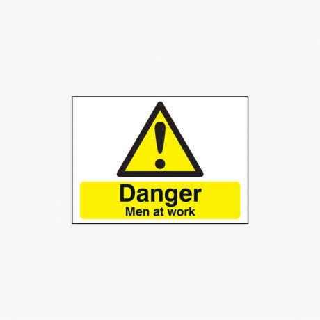 400x300mm Danger Men At Work Self Adhesive Signs - Safety Sign UK