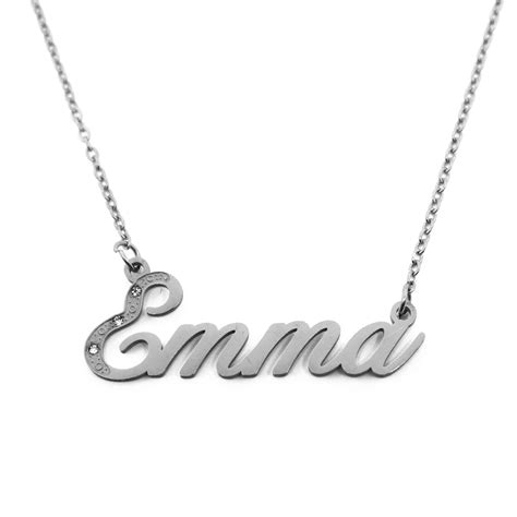 Emma Name Necklace Italic Personalized Jewellery Silver - Etsy