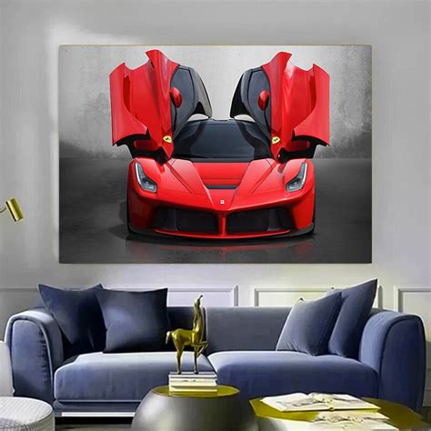 Red Ferrari Gullwing Doors Supercar Motivational Canvas Print Wall Art for Office and Bedroom - Etsy