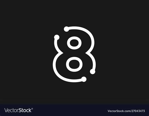 8 number black and white logo design with line Vector Image