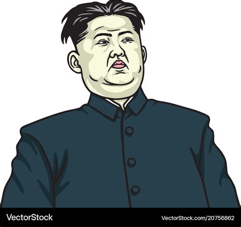 Kim jong un portrait cartoon Royalty Free Vector Image