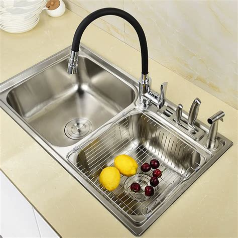 304 stainless steel blade double bowl basin kitchen sink Wash bowl tub ...