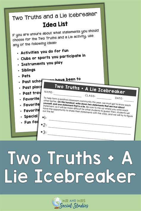 Two Truths and a Lie Icebreaker Activity (for PDF + Google Drive ...