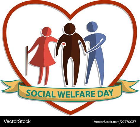 Social welfare day flat symbol sign with old man Vector Image